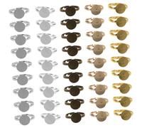 DOITOOL 100 Pièces Anneaux Ronds Réglables Métal pour Création Bijoux Base Plate Cabochon Supports de Bague pour DIY Accessoires de Montage et Élégant