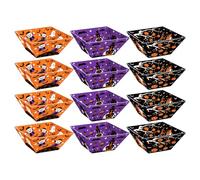 DOITOOL 12 Pièces Bols à Snack Halloween - Assiettes à Snack en Papier - Ensemble de Bols pour Bonbons Emballés - Vaisselle de Fête pour Halloween, 3 Modèles (Citrouille, Araignée, Fantôme）
