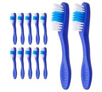 DOITOOL 12 Pièces Brosse à Dents Courte Bleue pour Prisonniers avec Manche Court et Manchon Doux en Nylon, Conçue Sécurité Confort en Milieu Carcéral Voyage