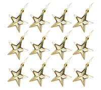 DOITOOL 12 Pièces Pendentifs Étoile 3D de Noël en Plastique Or, Décoration Arbre de Noël Unique, Finition Soignée, pour Bureau et Salle D'étude, Lot