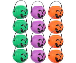 DOITOOL 12 Pièces Pots à Bonbons D'halloween en Plastique Citrouille, Chaudron et Spectre, Rangement Stable pour Friandises, Décoration Festive Maison et Trick Or Treat