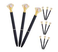 DOITOOL 12 pièces Set de Stylos à Bille Noir avec Cristaux Bling pour Mariage et Bureau pour Signatures et Événements Élégants