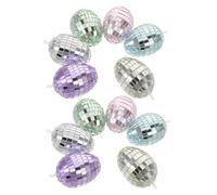 DOITOOL 12 Pièces Œufs de Pâques Suspendus en Verre et Écume Effet Scintillant, Décoration de Printemps pour Arbre, pour Activités Manuelles et Fête de Pâques
