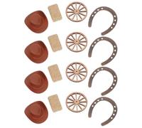 DOITOOL 16 Pièces Décorations de Table pour Western Rustiques Mini Bottes de Foin, Chapeaux de Cowboy et Roues ou Fête Barn Party Anniversaire Thème Far West