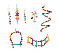 DOITOOL 1ensemble Set De Jouets Bois pour Oiseaux Jouet à Mâcher pour Perroquets Accessoire De Jeu Suspendu Stimule Intelligence des Oiseaux