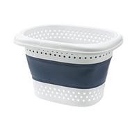 DOITOOL 1pièce Panier à Linge Pliable Multi-usage Bac De Rangement Pour Vêtements Pour Salle De Bain Dortoir Couleur Bleu Blanc
