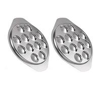 DOITOOL 2 Assiette à Escargots 12 Trous-Assiette Métal à Escargots Plat Escargots Inox-Plat de Service Assiette Compartiment pour Escargot Huitre Fruit de Mer