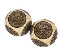 DOITOOL 2 Boules de Massage en Laiton 38mm Gravure Hexagonale, Boules D'exercice pour Main, Amélioration Dextérité des Doigts, Maison Bureau