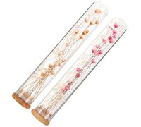 DOITOOL 2 Fleurs Séchées Éternelles en Bouteille de Verre Bouquet Décoratif Mini Rose et Gypsophile Orange Présent Anniversaire Saint-Valentin Décoration Maison Élégante