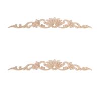DOITOOL 2 Pièces Applique Murale en Bois Sculpté Forme Fleur de Lotus Beige Non Peinte pour Décoration de Meubles et Cadres en Bois, pour Armoires Cuisine et Coins Décoratifs