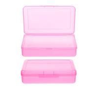 DOITOOL 2 Pièces Boîte à Crayons Rectangulaire Capacité Importante Organisateur Rose Transparent Plastique Rigide Rangement Bureau et École pour Fournitures Scolaires