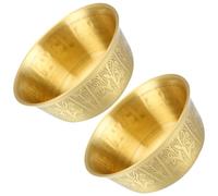 DOITOOL 2 Pièces Bol D'offrande D'eau Bouddhiste en Cuivre, Style Vintage | Finition Martelée, Patine Naturelle, Base Surélevée, Parois Épaisses, Usage Rituel Discret pour Autel