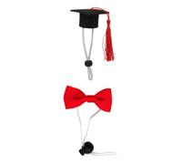 DOITOOL 2 Pièces Chapeau Diplômé pour Petits Animaux avec Nœud Rouge, | Remise de Diplôme, Rat et Hamster, Accessoire Costume Fête Anniversaire