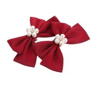DOITOOL 2 Pièces Clips à Chaussures Nœud en Ruban Perlé, Amovibles | Satin et Alliage de Zinc, Paire Réutilisable pour Escarpins et Souliers Pointus, Cérémonie Nuptiale ou Soirée Dansante