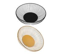 DOITOOL 2 pièces Corbeille Fruits Métal Fer Forgé Panier Rangement Fruits Légumes Décoratif pour Table Basse Bol Multifonction pour Snack Style Moderne Doré et Noir