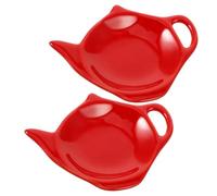 DOITOOL 2 Pièces Dessous de Verre en Céramique Rouge de Théière, Léger et Facile à Nettoyer, pour Poser Les Sachets de Thé Lors de L'heure du Thé