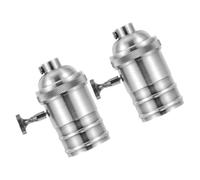 DOITOOL 2 Pièces Douille E27 Vintage en Aluminium et Cuivre, Argenté, avec Bouton Marche/arrêt, Supporte L’ampoule, pour Luminaires DIY et Décoration Intérieure