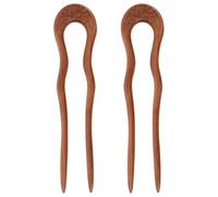 DOITOOL 2 Pièces Épingle à Chignon en Bois Marron Forme U Vintage pour Femmes et Filles, Bâtonnets Décoratifs pour Cheveux Faciles à Ranger, Accessoire Élégant pour Coiffure Spéciale
