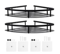 DOITOOL 2 Pièces Étagère Triangle sans Perçage en Aluminium Noir | Adhésif sans Trace, Lot de Deux Autocollants, Charge Élevée, Antirouille