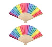 DOITOOL 2 Pièces Éventail Pliant Arc-en-ciel 21cm en Pe, Léger et Compact | Style Coloré Fait Main, pour Mariage et Danse, Format Portable, Accessoire de Fête Pratique