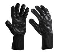 DOITOOL 2 pièces Gants Bbq Résistants Chaleur et Antidérapants pour Cuisine et Barbecue Isolation Thermique Lot de Noir