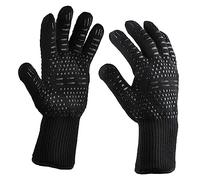 DOITOOL 2 pièces Gants de Barbecue Ignifuges Lot de Gants de Cuisine Noirs avec Isolation Thermique et Résistance Chaleur Antidérapants et Faciles à Nettoyer