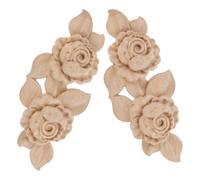 DOITOOL 2 Pièces Lot de 2 Appliques Décoratives en Bois Naturel Non Peint, Motif Rose Sculpté, Dimensions 16 X 6,5 Cm, Décorations Murales Meubles Style Européen, pour Salon et Mobilier en