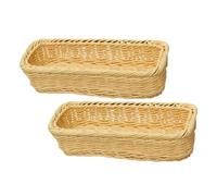 DOITOOL 2 Pièces Lot de Paniers Tressés Matériau Robuste pour Rangement de Bureau et Cuisine Corbeilles Décoratives Multifonctions pour Couverts et Bocaux Épices Coloris Beige