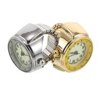 DOITOOL 2 Pièces Montre à Bague Ajustable Lumineuse en Acier Inoxydable | Cadran à Chiffres Arabes Visibles, Verre Quartz, Design Mini Créatif pour Femmes et Hommes