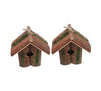 DOITOOL 2 pièces Nichoirs Bois Suspendus pour Jardin Maison Oiseaux Rustique Décoration Extérieure Patio Nichoirs Naturels pour Moineaux et Petits Oiseaux
