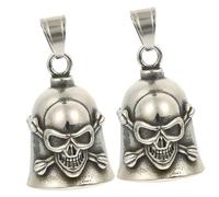 DOITOOL 2 Pièces Pendentif Acier Inoxydable Skull Bell pour Bijoux Diy Pendentif Punk pour Hommes avec Cloche Accessoire Vintage pour pour Style Distinctif