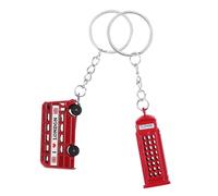 DOITOOL 2 pièces Porte-clés Style Anglais Bus et Cabine Téléphonique Alliage Breloques Décoratives Souvenirs de Voyage
