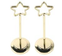 DOITOOL 2 Pièces Porte-numéro de Table Étoile Doré, Porte-Cartes de Table en Métal, Base Antidérapante, 6 Pouces, pour Mariage et Banquet