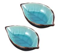 DOITOOL 2 Pièces Repose-cuillères en Céramique de Feuille pour Ustensiles Cuisine, Organisation Facile, Décor Moderne Ferme, pour Table à Manger ou Cuisinière