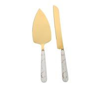 DOITOOL 2 pièces Set de Pelle et Couteau à Gâteau Acier Inoxydable Outil de Pâtisserie avec Manche Céramique Antidérapant pour Couper et Servir Pizza Dessert Fromage