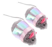 DOITOOL 2 Pièces Souris pour Chat Intérieur, Peluche Herbe à Chat | Forme de Souris, Usage Intérieur, Stimule L’exercice et L’instinct de Chasse, pour Chats