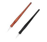 DOITOOL 2 pièces Stylo Tremper Verre avec Manche Bois Plume Calligraphie Pratique Stylo Écriture Artistic et Facile à Nettoyer Cadeau pour Famille