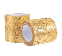 DOITOOL 2 rouleaux Ruban Tulle Métallisé Doré de Tulle pour DIY Décoration de Fête de Fleurs et Artisanat