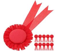DOITOOL 20 Badges Vierges en Tôle Rouge Ruban en Satin, Design Blank, à Épingler Vêtements, pour Cafés et Bureaux, Pack de 20 Pièces
