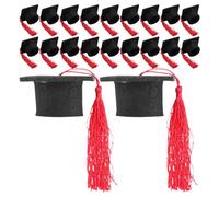 DOITOOL 20 Pièces Mini Chapeau de Graduation Petite Décoration de Chapeau de Graduation 2 2x2 2x1 3 Po Feutre Rouge pour Gâteau et Bouteille Événements de Remise de Diplôme et Fête
