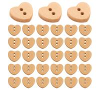 DOITOOL 200 boutons en bois en forme de cœur - Boutons de couture plats à 2 trous - Fermetures décoratives pour loisirs créatifs, scrapbooking, vêtements, chaussures, projets faits main et tricot.