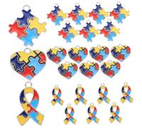 DOITOOL 24 pièces Lot de Breloques Pendentifs Alliage pour Fabrication de Bijoux DIY Décoration Créative pour Sensibilisation à Autisme Accessoires Polyvalents pour Bracelets et