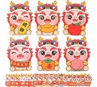 DOITOOL 24 Pièces Lot Enveloppes Rouges Dragon pour Nouvel An Chinois Pochettes Porte-monnaie Solides Papier Couché Décorations Festives pour Spring Festival Vœux de Prospérité