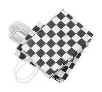 DOITOOL 24 Pièces Paquet avec Poignées Pratiques en Papier Design Polyvalent et Élégant en Papier à Carreaux Noirs et Blancs pour Fête D'anniversaire et Événement à Thème Course
