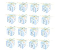 DOITOOL 25 Ensembles Boite De Bonbons Petit Faveurs De De Bébé Pour Les Invités Boîtes De De Bébé Pour Les Dire Service Faire La Fête Traiter Carton Blanc Bleu