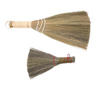 DOITOOL 2pcs Balai à Poussière de Bureau en Paille et Bois, Mini Balai Résistant à L'usure Effet de Nettoyage, pour Hôtel et Nettoyage de Voiture