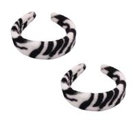DOITOOL 2pcs Bandeaux Cheveux Zebra Blancs Élégants pour Femmes et Filles, Large Imitation Fourrure Respirante, Finition Soignée, pour Soirée et Usage Quotidien