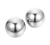 DOITOOL 2pcs Boules de Massage à Rouler en Acier Inoxydable Argenté, Balles D'exercice Mains, Relaxation du Cerveau, Anti-stress, Sécurité et Fitness pour Adultes