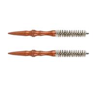 DOITOOL 2pcs Petite Brosse Ronde Spirale pour Cheveux et Barbe avec Manche en Bois et Poils de Sanglier, Coiffage Rapide pour Voyage et Bureau