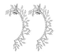 DOITOOL 2pièces Boucles d'oreilles sans perçage habillées pour femme, bijoux de mariage en métal argenté, forme feuille, usage polyvalent, pour fêtes et rendez-vous